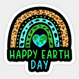 Happy Earth Day Cute Rainbow Earth Lover Men Women Kids Sticker